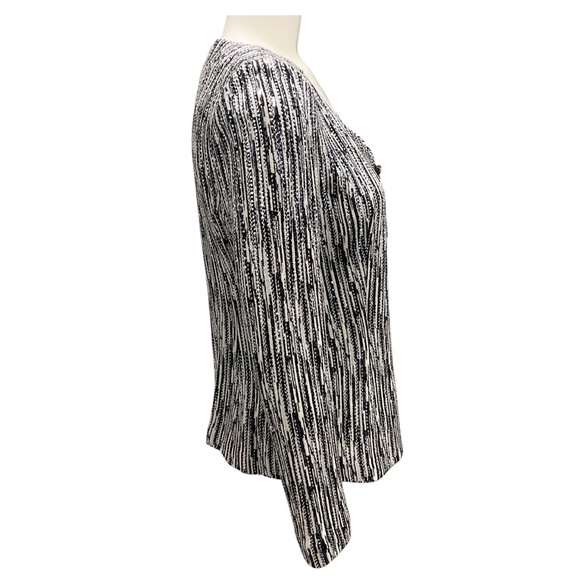 ST. JOHN EVENING FALL 2007 BLACK / SILVER METALLIC KNIT EVENING JACKET - Picture 2 of 8